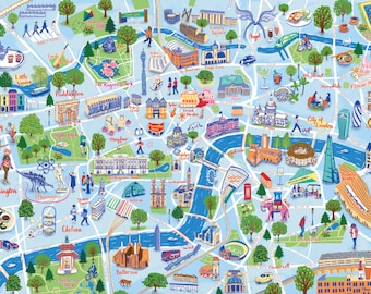 ロンドン中心部のイラスト地図 - Etsy 日本