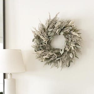 VanCortlandt Farms Organic Natural Dried Flower Lamb’s Ear Eucalyptus Wreath