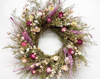 VanCortlandt Farms Natural Dried Flower Handmade Butterfly Garden Wreath