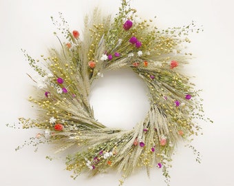 VanCortlandt Farms Natural Dried Flower Handmade Bonny Fields Wreath