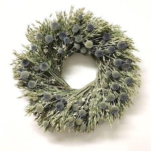 VanCortlandt Farms Natural Dried Flower Handmade Avena and Echinops Wreath