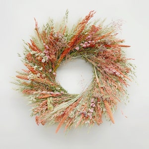 VanCortlandt Farms Natural Dried Flower Handmade Coral Peachy Wildflower Wreath