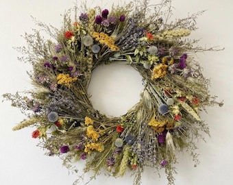 VanCortlandt Farms Natural Colorful Wildflowers Dried Flowers Spring Summer Fall Handmade Wild Everlastings Wreath