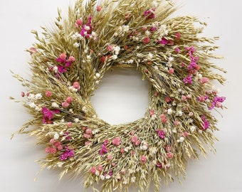VanCortlandt Farms Natural Dried Flower Handmade Pink Lucia Wreath