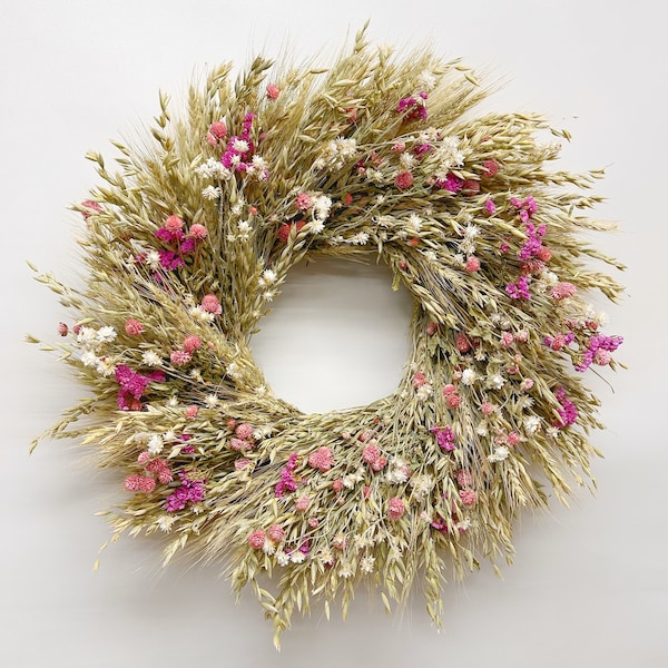 VanCortlandt Farms Natural Dried Flower Handmade Pink Lucia Wreath