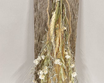 Vancortlandt Farms All Natural Handmade Dried Flower Art Weathered Wood Board with Hook - Western Garden Bouquet