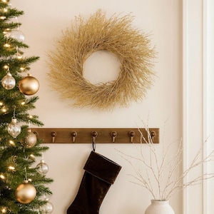 VanCortlandt Farms Natural Dried Handmade Painted Quail Brush Gold Twig Wreath