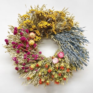 VanCortlandt Farms Natural Dried Flower Handmade Bright Wheel 20” Wreath