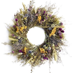 VanCortlandt Farms Natural Organic Handmade Colorful Dried Flowers Dusky Wreath