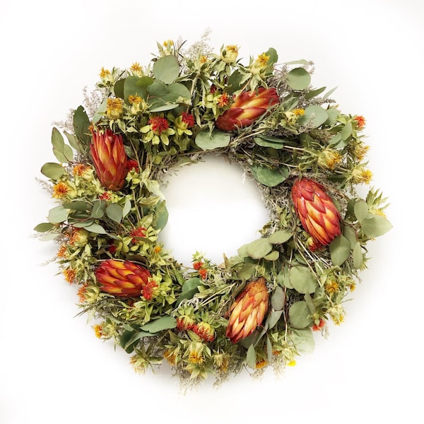 Dried and Preserved Safflower Vale Wreath