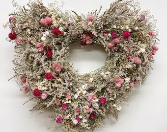 VanCortlandt Farms Natural Dried Flower Handmade 20” I Love You Heart Wreath