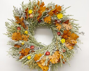 VanCortlandt Farms Natural Dried Flowers Handmade Fall Oakmere Wreath