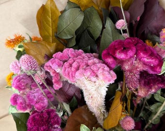 Vancortlandt Farms Dried and Preserved Sunset Tapestry Bouquet - Wildflowers Natural Real Organic Greenery Floral Flowers Handmade Gift