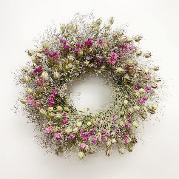 VanCortlandt Farms Natural Dried Flower Handmade Rosey Caspia Wreath