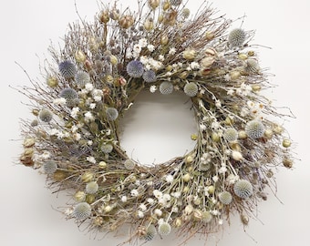 VanCortlandt Farms Natural Dried Flower Handmade Thistle Daisies Wreath