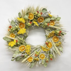 VanCortlandt Farms Natural Dried Flower Handmade Sunny Citrus Wreath