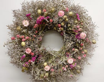 VanCortlandt Farms Natural Dried Flowers Valentine’s Mother’s Day Handmade Pink Botanical Wreath