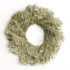 VanCortlandt Farms Natural Dried Handmade Soft And Sweet Avena Oats and Ammobium Dried Floral Wreath