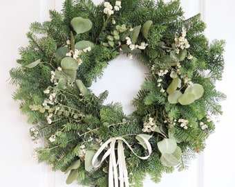 VanCortlandt Farms Handmade Fresh Noble Fir Greens Holiday Winter Evergreen Simple Christmas Wreath