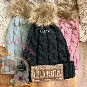 Personalized Beanies, Pom Pom Hat , Children Hats, Girls Hats, Custom Knit Hats, Christmas Gifts, Birthday Gift, Vacation Hats, Girls Gift