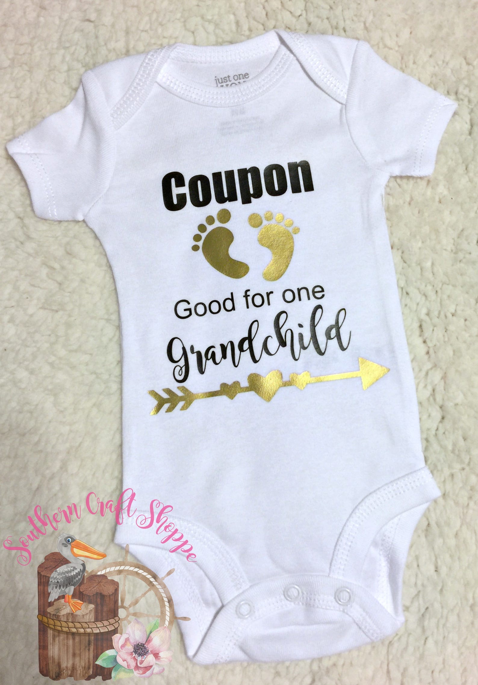 Pregnancy Announcement Coupon Reveal Onesie Grandparent Baby Etsy