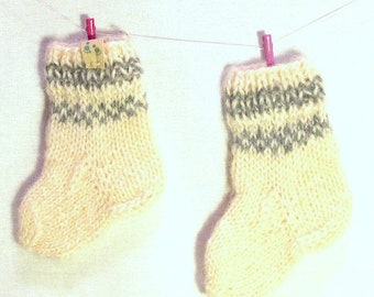 Baby/Small kid socks pure wool hand knit/ laine chaussettes bébé - petit enfant