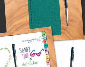 Dot - Grid - Dark Green Leather Cover Journal - Digital PDF Notebooks - Pack of Two (2) - Printable PDF Notepad Bullet Journal Scrapbook