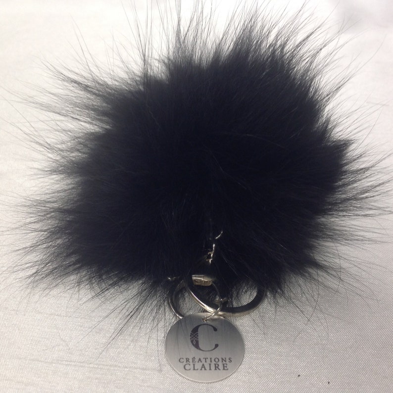 handmade real fur black fox straps recycled fur Keyrings made Quebec