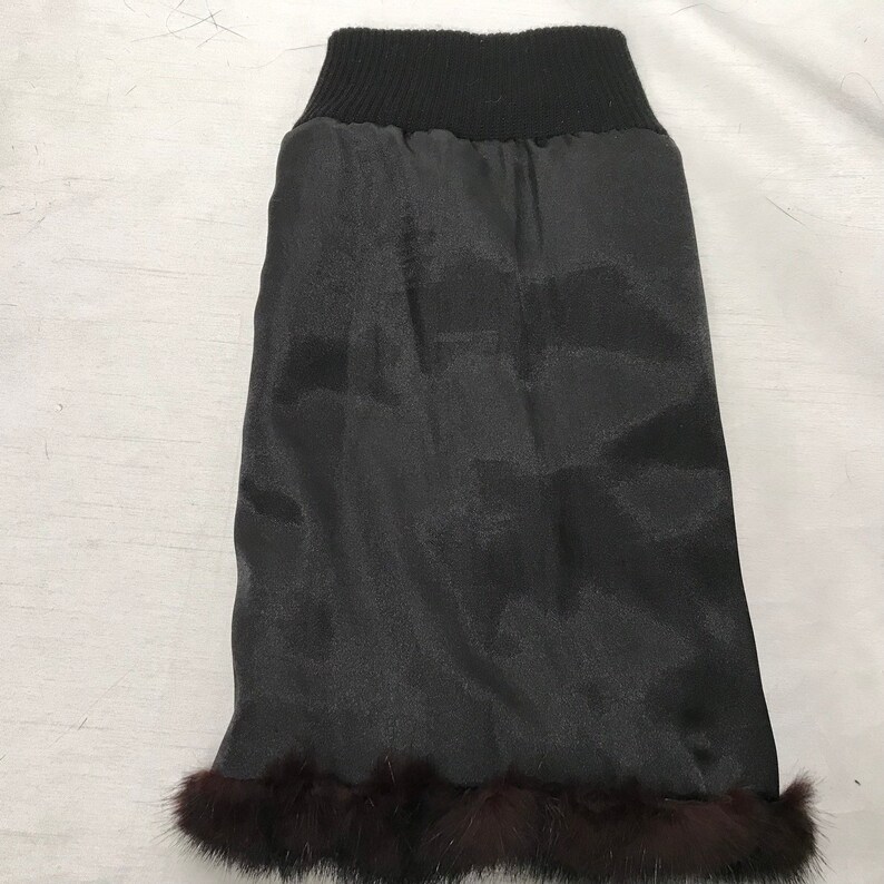 black leggings recycled fur leggings Black-dyed muskrat fur boot covers