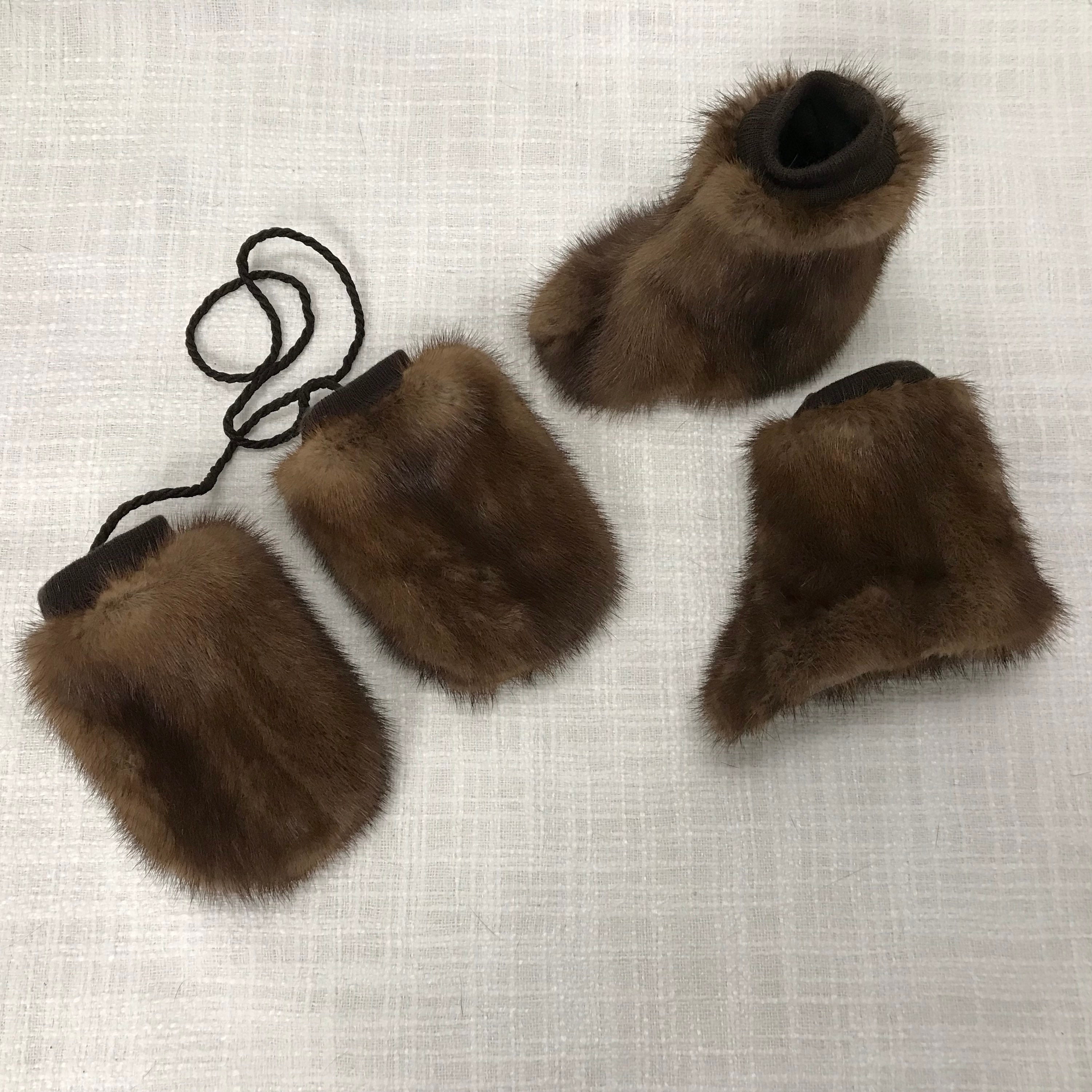 Set of Real Fur Baby Boots and Mittens baby Fur Mittensbaby Fur