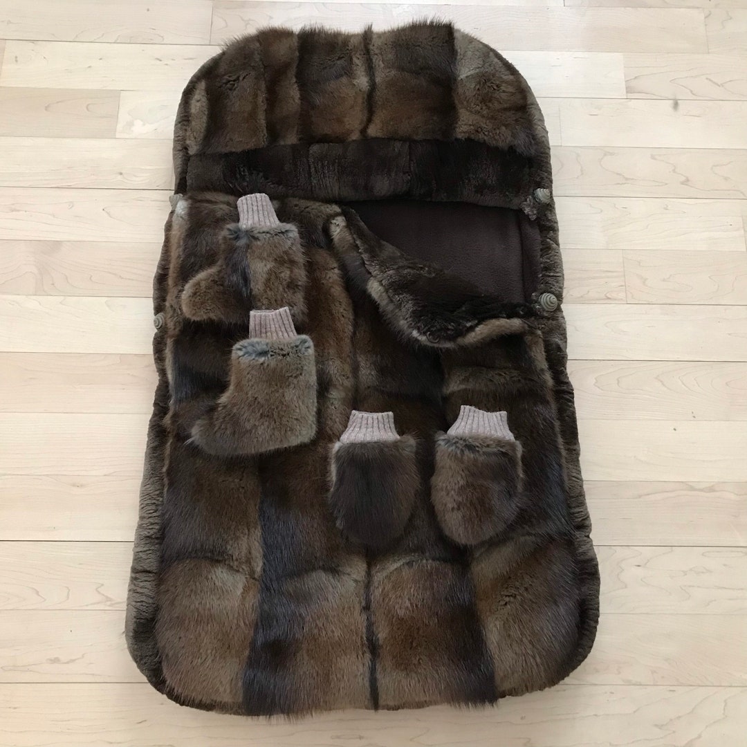 Recycled Real Fur Sleeping Bag Recycled Real Fur Mittens and Boots. Etsy Canada