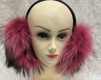 NEW 2/1 Real fur earmuffs dyed#7 different colors