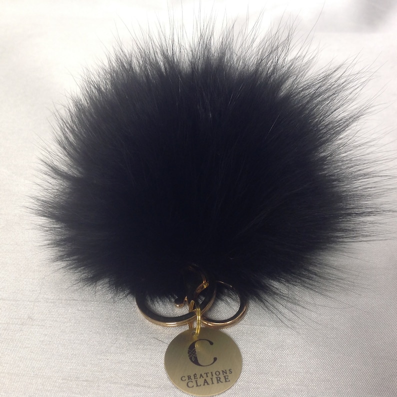 handmade real fur black fox straps recycled fur Keyrings made Quebec
