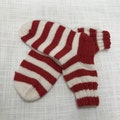 Handmade red and white striped stockings#wool/alpaca stockings#very warm stockings