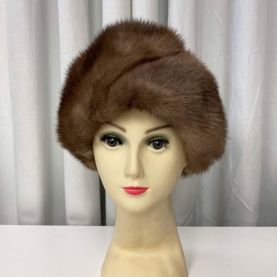 Vintage chapeau vison couleur taupe, chapeau vison