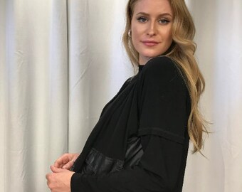 Ensemble vintage veste et jupe de couleur noire#ensemble jupe et veste médium#ensemble femme noir 10-12 ans