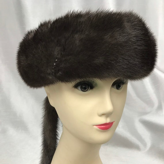 Vintage blue mink band iris, fur headband, woman's