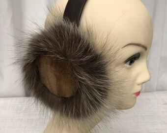 SALE 2/1 Recycled real fur earmuffs#shaved mink and silver fox earmuffs