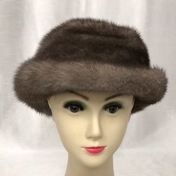 Vintage Gray Mink Hat, Real Fur Hat, Chic Hat, Women display picture 1