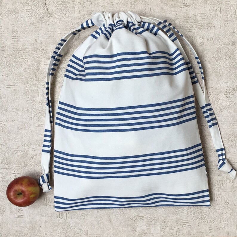 4 smallbags kit in recycled cotton with navy stripes reusable pooches zero waste