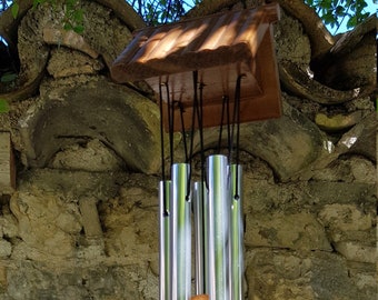 carillon à vent, carillon métal et bois, nature, décoration de jardin, carillon de cour,