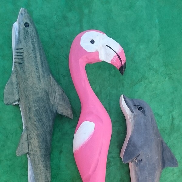 Wood linden pen, carved pen, animal head, dophin,pink flamingo, shark, personalized pen