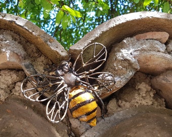 recycled metal bee, insect, garden decoration