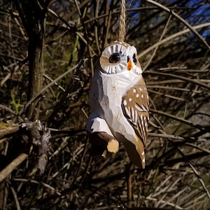 Hanging wood bird, owl, little owl