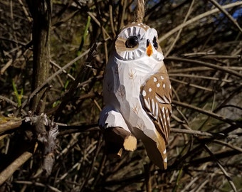 Oiseau bois à suspendre,chouette, chouette-chevêche