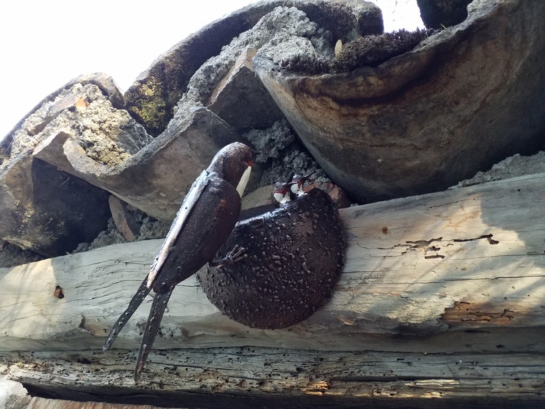 gerecyclede metalen zwaluw, zwaluwnest, gerecyclede metalen vogel, tuinvogels, natuur, tuindecoratie, afbeelding 8