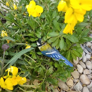 mésange bleue en metal recyclé, oiseaux des jardins image 7