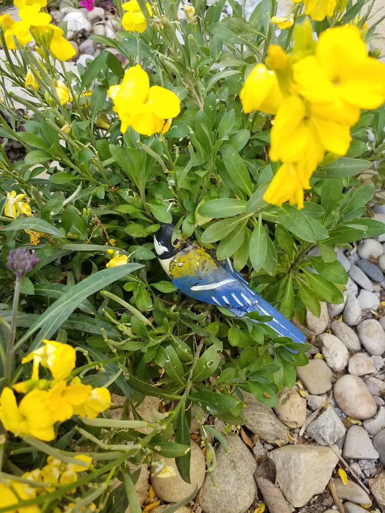 mésange bleue en metal recyclé, oiseaux des jardins image 7