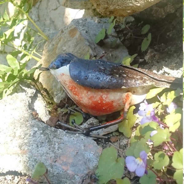 oiseau metal recyclé, sittelle-torchepot, oiseaux des jardins