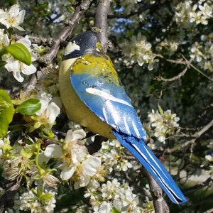 mésange bleue en metal recyclé, oiseaux des jardins image 4